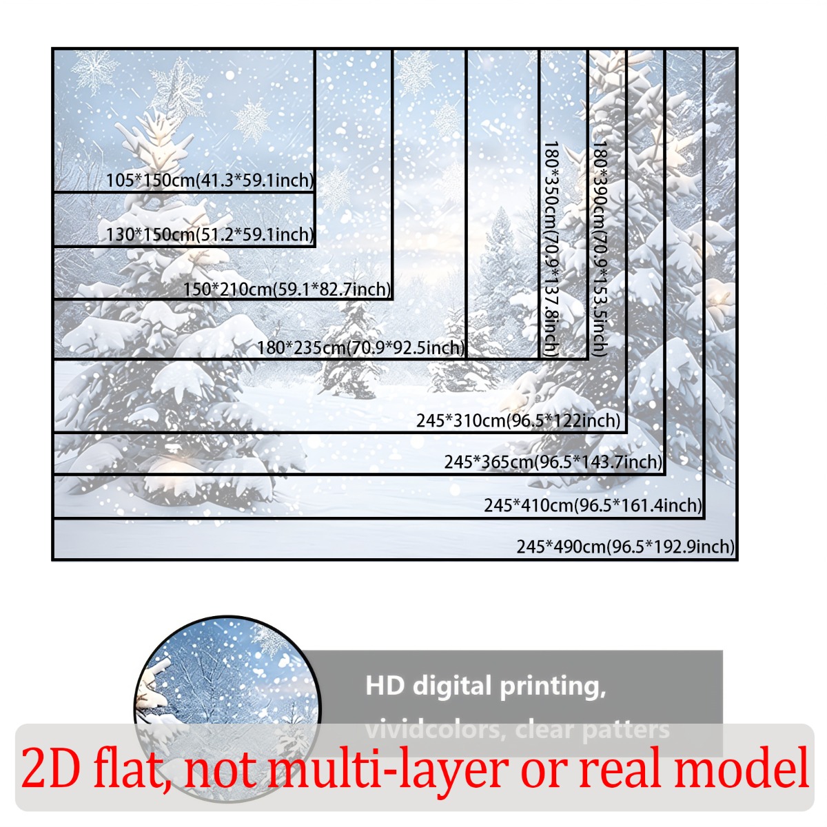 Polyester Fabric Backdrop with Winter Snow Theme for Celebrations